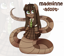 Size: 2596x2269 | Tagged: safe, artist:madelinne, derpibooru import, oc, oc only, lamia, original species, snake, adoptable, adoptable open, clothes, female, long hair, mare, simple background, skirt, white background, zoom layer