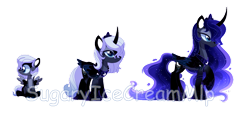 Size: 1024x462 | Tagged: safe, artist:sugaryicecreammlp, derpibooru import, princess luna, pony, age progression, alternate design, female, filly, foal, simple background, transparent background