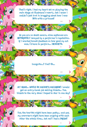 Size: 2048x2982 | Tagged: safe, derpibooru import, applejack, pinkie pie, earth pony, pony, applejack's hat, clothes, cowboy hat, dialogue, dialogue box, english, event, female, gameloft, hat, mare, official, speech bubble, text
