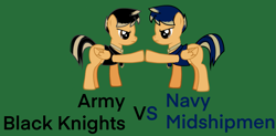 Size: 1879x922 | Tagged: safe, derpibooru import, oc, oc only, pegasus, pony, pony creator, 1000 hours in pony creator, army, college, green background, navy, rivalry, simple background