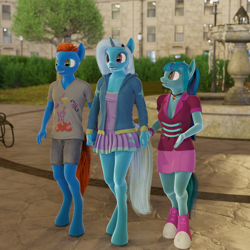 Size: 1536x1536 | Tagged: safe, artist:stellarator, derpibooru import, sonata dusk, trixie, oc, oc:smoothie, anthro, unguligrade anthro, comic:we will be adored, comic:we will be adored part 47, 3d, blender, blender cycles, canon x oc, cycles render, not sfm, shipping