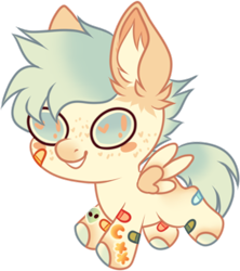 Size: 344x387 | Tagged: safe, artist:mourningfog, derpibooru import, oc, oc only, oc:berry crunch, pegasus, pony, bandaid, ear fluff, ears, simple background, solo, transparent background