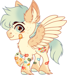 Size: 687x766 | Tagged: safe, artist:mourningfog, derpibooru import, oc, oc only, oc:berry crunch, pegasus, pony, bandaid, chest fluff, ear fluff, ears, simple background, solo, transparent background, unshorn fetlocks