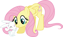 Size: 5119x3000 | Tagged: safe, artist:cloudyglow, derpibooru import, angel bunny, fluttershy, castle sweet castle, cute, shyabetes, simple background, transparent background, vector
