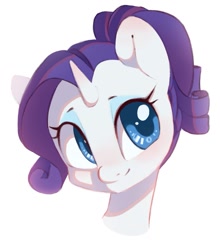 Size: 917x1041 | Tagged: safe, artist:melodylibris, derpibooru import, rarity, pony, unicorn, alternate hairstyle, bust, cute, female, horn, mare, ponytail, raribetes, simple background, solo, white background