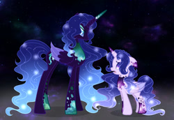 Size: 1024x704 | Tagged: safe, artist:existencecosmos188, derpibooru import, oc, oc only, oc:existence, alicorn, pony, alicorn oc, base used, duo, ethereal mane, female, horn, mare, simple background, starry mane, transparent background, wings