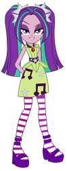 Size: 1065x2694 | Tagged: safe, artist:ajosterio, derpibooru import, aria blaze, equestria girls, rainbow rocks, ariabetes, clothes, clothes swap, cute, dress, leggings, looking at you, music notes, ponytails, raised eyebrow, simple background, sleeveless, smiling, solo, transparent background