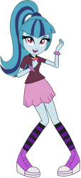 Size: 1295x2831 | Tagged: safe, artist:ajosterio, derpibooru import, sonata dusk, equestria girls, clothes, converse, cute, female, legs, looking at you, open mouth, ponytail, shirt, shoes, short sleeves, simple background, skirt, smiling, smiling at you, socks, solo, sonatabetes, transparent background, wrist cuffs