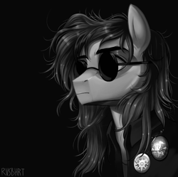 Size: 2288x2280 | Tagged: safe, artist:rvsbhrt, derpibooru import, oc, oc only, oc:gonta, pegasus, black and white, glasses, grayscale, male, monochrome