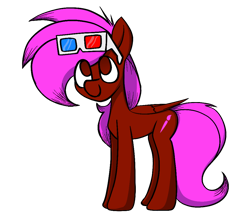 Size: 1014x870 | Tagged: safe, artist:rainbowbacon, derpibooru import, oc, oc only, oc:rainbowbacon, pegasus, pony, 2023 community collab, 3d glasses, derpibooru community collaboration, simple background, solo, transparent background