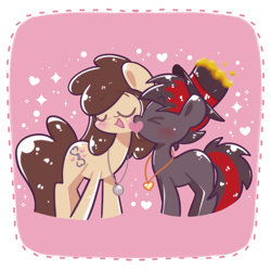 Size: 1040x1031 | Tagged: safe, artist:typhwosion, derpibooru import, oc, oc only, oc:louvely, oc:varan, commission, kissing