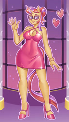 Size: 2000x3500 | Tagged: safe, artist:nauth, derpibooru import, moondancer, anthro, clothes, commission, cute, dancerbetes, dress, glasses, grand galloping gala, high heels, makeover, minidress, nerd, sexy, shoes