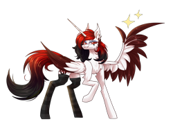 Size: 4200x3000 | Tagged: safe, artist:greenmaneheart, derpibooru import, oc, oc only, alicorn, pony, clothes, colored wings, female, mare, simple background, socks, solo, striped socks, transparent background, two toned wings, wings