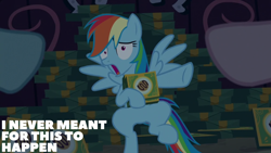 Size: 1280x720 | Tagged: safe, derpibooru import, edit, edited screencap, editor:quoterific, screencap, rainbow dash, 28 pranks later