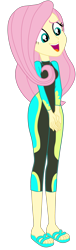 Size: 1100x3606 | Tagged: safe, artist:gmaplay, derpibooru import, fluttershy, equestria girls, clothes, simple background, solo, transparent background, wetsuit