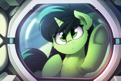 Size: 768x512 | Tagged: safe, derpibooru import, machine learning generated, oc, oc:anon filly, unicorn, female, filly, foal, spaceship