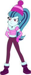 Size: 1280x3087 | Tagged: safe, artist:ajosterio, derpibooru import, sonata dusk, equestria girls, equestria girls series, holidays unwrapped, spoiler:eqg series (season 2), beanie, boots, clothes, clothes swap, cute, female, gloves, hand on hip, hat, long sleeves, pants, shoes, simple background, socks, solo, sonatabetes, transparent background, winter outfit