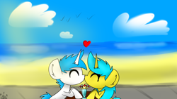 Size: 7680x4320 | Tagged: safe, artist:nhale, derpibooru import, oc, oc:leanima, oc:nhale, pony, unicorn, couple, cute, holiday, love, nose to nose, sharing a drink, straw, valentine's day