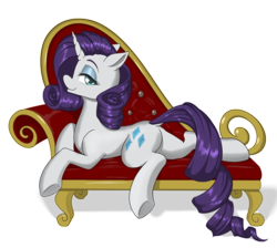 Size: 1280x1148 | Tagged: safe, artist:dstears, color edit, derpibooru import, edit, rarity, pony, unicorn, colored, cute, dock, female, lidded eyes, lying down, mare, profile, prone, raribetes, simple background, sofa, solo, tail, transparent background