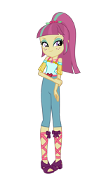 Size: 1030x1701 | Tagged: safe, artist:ajosterio, derpibooru import, sour sweet, equestria girls, belt, clothes, cute, female, freckles, heart, jewelry, necklace, pants, ponytail, shirt, simple background, sleeveless, solo, sourbetes, transparent background