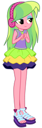 Size: 940x2873 | Tagged: safe, artist:ajosterio, derpibooru import, lemon zest, equestria girls, clothes, clothes swap, cute, female, hands together, headphones, jewelry, lidded eyes, necklace, shirt, simple background, skirt, sleeveless, smiling, solo, transparent background, zestabetes