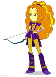 Size: 400x549 | Tagged: safe, artist:ajosterio, derpibooru import, adagio dazzle, equestria girls, friendship games, bow (weapon), clothes swap, reflex bow, simple background, solo, transparent background