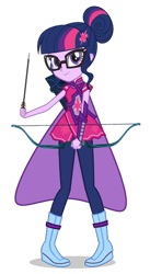 Size: 400x732 | Tagged: safe, artist:ajosterio, derpibooru import, sci-twi, twilight sparkle, human, equestria girls, friendship games, arrow, bow (weapon), bow and arrow, clothes swap, female, glasses, looking at you, simple background, smiling, smiling at you, solo, transparent background, weapon
