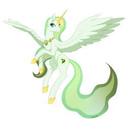 Size: 894x894 | Tagged: safe, artist:lekadema, derpibooru import, oc, oc only, oc:emerald sun, alicorn, alicorn oc, female, horn, simple background, solo, transparent background, wings