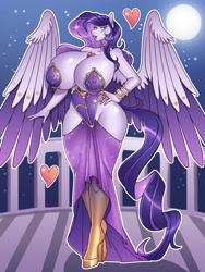 Size: 3000x4000 | Tagged: safe, artist:nauth, derpibooru import, oc, oc:amberlight moon, anthro, pegasus, big breasts, breasts, butt, clothes, commission, dress, female, grand galloping gala, high heels, jewelry, large butt, milf, revealing clothing, sexy, shoes, strapless dress, wide hips