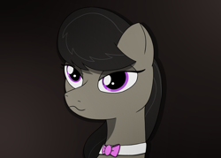 Size: 2100x1500 | Tagged: safe, artist:kingrow, derpibooru import, octavia melody, earth pony, pony, bedroom eyes, bowtie, looking at you, simple background, smiling, smirk, solo