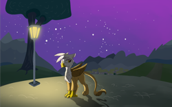 Size: 8000x5000 | Tagged: safe, artist:pzkratzer, derpibooru import, gilda, griffon, night, ponyville, solo, streetlight, walking