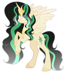 Size: 1760x1912 | Tagged: safe, artist:existencecosmos188, derpibooru import, oc, oc only, alicorn, pony, alicorn oc, deviantart watermark, eye clipping through hair, horn, obtrusive watermark, raised hoof, raised leg, rear view, simple background, solo, transparent background, watermark, wings