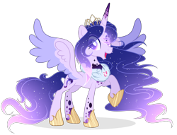 Size: 3010x2294 | Tagged: safe, artist:existencecosmos188, derpibooru import, oc, oc:existence, alicorn, pony, alicorn oc, base used, deviantart watermark, ethereal mane, horn, obtrusive watermark, simple background, smiling, starry mane, transparent background, watermark, wings