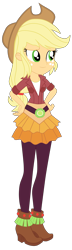 Size: 1600x5584 | Tagged: safe, artist:gmaplay, derpibooru import, applejack, human, equestria girls, friendship games, female, hand on hip, high res, school spirit, simple background, smiling, solo, transparent background, vector