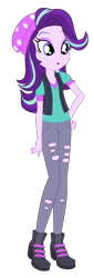 Size: 1800x5281 | Tagged: safe, artist:gmaplay, derpibooru import, starlight glimmer, human, equestria girls, mirror magic, spoiler:eqg specials, beanie, clothes, eyebrows, female, fist, grin, hat, high res, simple background, smiling, solo, torn clothes, transparent background