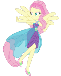 Size: 2019x2520 | Tagged: safe, artist:gmaplay, derpibooru import, fluttershy, equestria girls, bare shoulders, female, ponied up, simple background, sleeveless, solo, transparent background, vector