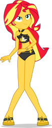 Size: 1882x4573 | Tagged: safe, alternate version, artist:dustinwatsongkx, derpibooru import, sunset shimmer, human, better together, equestria girls, bare shoulders, bikini, bikini bottom, clothes, feet, female, sandals, simple background, sleeveless, solo, sunset shimmer swimsuit, sunset shimmer's beach shorts swimsuit, swimsuit, transparent background, vector