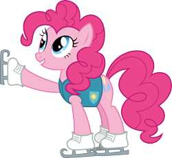 Size: 3261x3000 | Tagged: safe, artist:cloudyglow, derpibooru import, pinkie pie, winter wrap up, .ai available, ice skates, simple background, solo, transparent background, vector