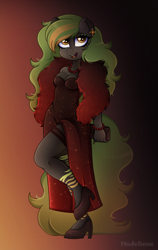 Size: 1800x2844 | Tagged: safe, artist:madelinne, derpibooru import, oc, oc:greenviper, anthro, pegasus, clothes, commission, dress, long hair, red dress