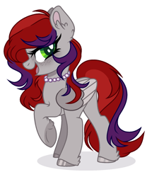 Size: 1398x1622 | Tagged: safe, derpibooru import, oc, oc only, oc:evening prose, pegasus, pony, female, freckles, jewelry, mare, necklace, pearl necklace, simple background, solo, white background
