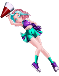 Size: 1985x2574 | Tagged: safe, artist:mauroz, derpibooru import, ocellus, human, cheerleader, cheerleader ocellus, cheerleader outfit, clothes, converse, humanized, shoes, simple background, sneakers, solo, transparent background