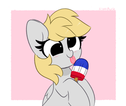 Size: 4760x4000 | Tagged: safe, artist:kittyrosie, derpibooru import, derpy hooves, pegasus, pony, blushing, bomb pop, cute, derpabetes, food, licking, popsicle, tongue, tongue out