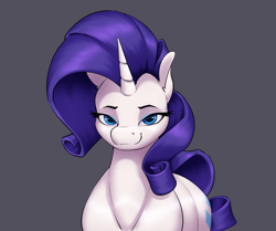 Size: 2697x2260 | Tagged: safe, artist:aquaticvibes, derpibooru import, rarity, pony, unicorn, female, gray background, lidded eyes, looking at you, mare, simple background, smiling, smiling at you, solo