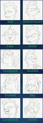 Size: 1080x3096 | Tagged: safe, artist:hericks, oc, oc only, oc:eronox, changeling, bashful, changeling oc, cute, drool, embarrassed, emoji, excited, goofy, heart eyes, looking at you, overjoyed, pouty, sad, shy, silly face, tongue, tongue out, wingding eyes