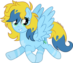 Size: 4000x3421 | Tagged: safe, artist:limedazzle, derpibooru import, oc, oc only, oc:brush prism, pegasus, pony, coat markings, female, full body, green eyes, grin, high res, hooves, mare, pegasus oc, signature, simple background, smiling, solo, spread wings, tail, transparent background, two toned mane, two toned tail, wings