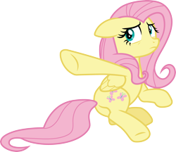 Size: 3470x3000 | Tagged: safe, artist:cloudyglow, derpibooru import, fluttershy, pegasus, pony, fame and misfortune, .ai available, ears back, female, folded wings, frown, high res, hooves, mare, pink mane, pink tail, simple background, solo, tail, transparent background, underhoof, vector, wings