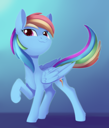 Size: 2004x2348 | Tagged: safe, artist:dusthiel, derpibooru import, rainbow dash, pegasus, pony, female, looking at you, mare, raised hoof, raised leg, smiling, smiling at you, solo