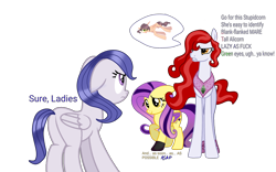 Size: 4000x2500 | Tagged: safe, artist:aonatsu_ki, artist:naturajellyfish, derpibooru import, fluttershy, oc, oc:emerald ruby, oc:oak, oc:purpleshy, oc:silverwings, alicorn, earth pony, pegasus, pony, ..., :c, alicorn oc, base used, butt, clothes, colored wings, cute, dyed mane, ears, earth pony oc, female, floppy ears, folded wings, frown, gem, golden eyes, green eyes, gritted teeth, horn, jewelry, lidded eyes, looking at each other, looking at someone, lying down, mare, oc and canon, orange eyes, pegasus oc, plot, prone, purple eyes, raised hoof, raised leg, red hair, red mane, regalia, shoes, show accurate, shyabetes, simple background, smiling at someone, speech bubble, standing, text, transparent background, trio, trio female, vulgar, wat in the description, weird description, wings, wtf with the description