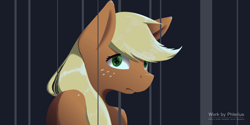 Size: 4000x2000 | Tagged: safe, artist:phlerius, derpibooru import, applejack, anthro, earth pony, bust, digital art, portrait, solo