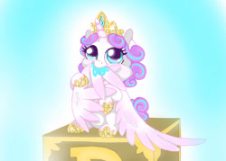 Size: 869x621 | Tagged: safe, artist:razledazle, derpibooru import, princess flurry heart, alicorn, pony, crown, cute, female, filly, flurrybetes, foal, hoof shoes, jewelry, regalia, solo, tiara